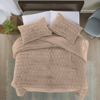 Elegant Comfort Fluffy 3-Piece Faux Rabbit Fur Comforter Set