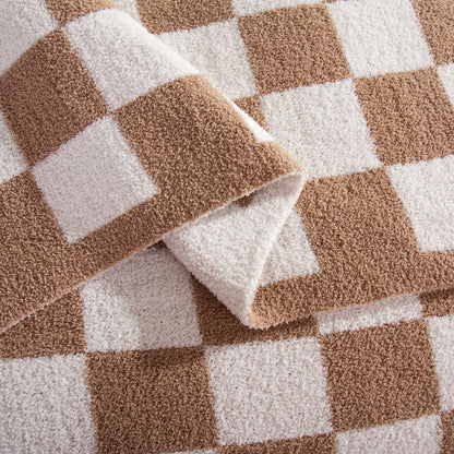 Elegant Comfort 50" x 70"  Ultra Soft Checkered Knitted Throw Blanket