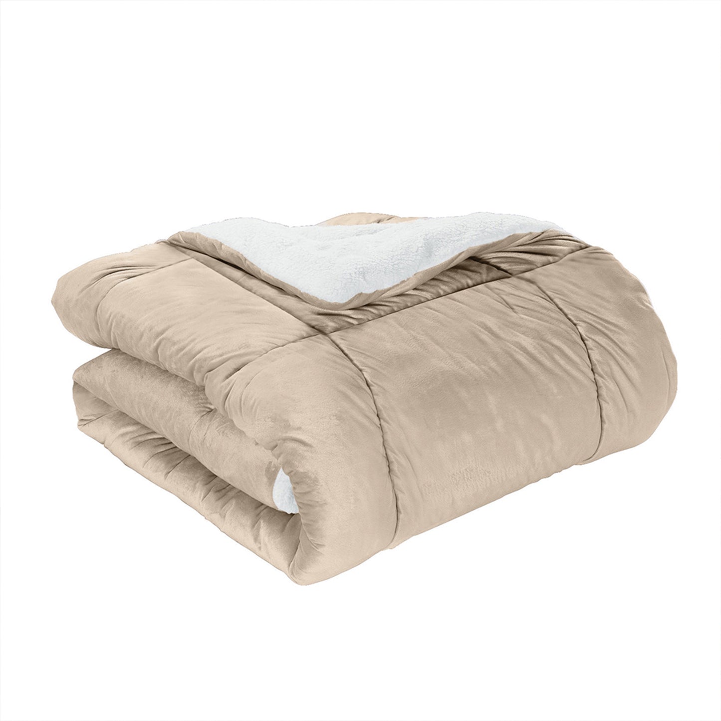 Elegant Comfort 3-Piece Micro-Suede Reversible Sherpa - Solid Color Design Comforter Set