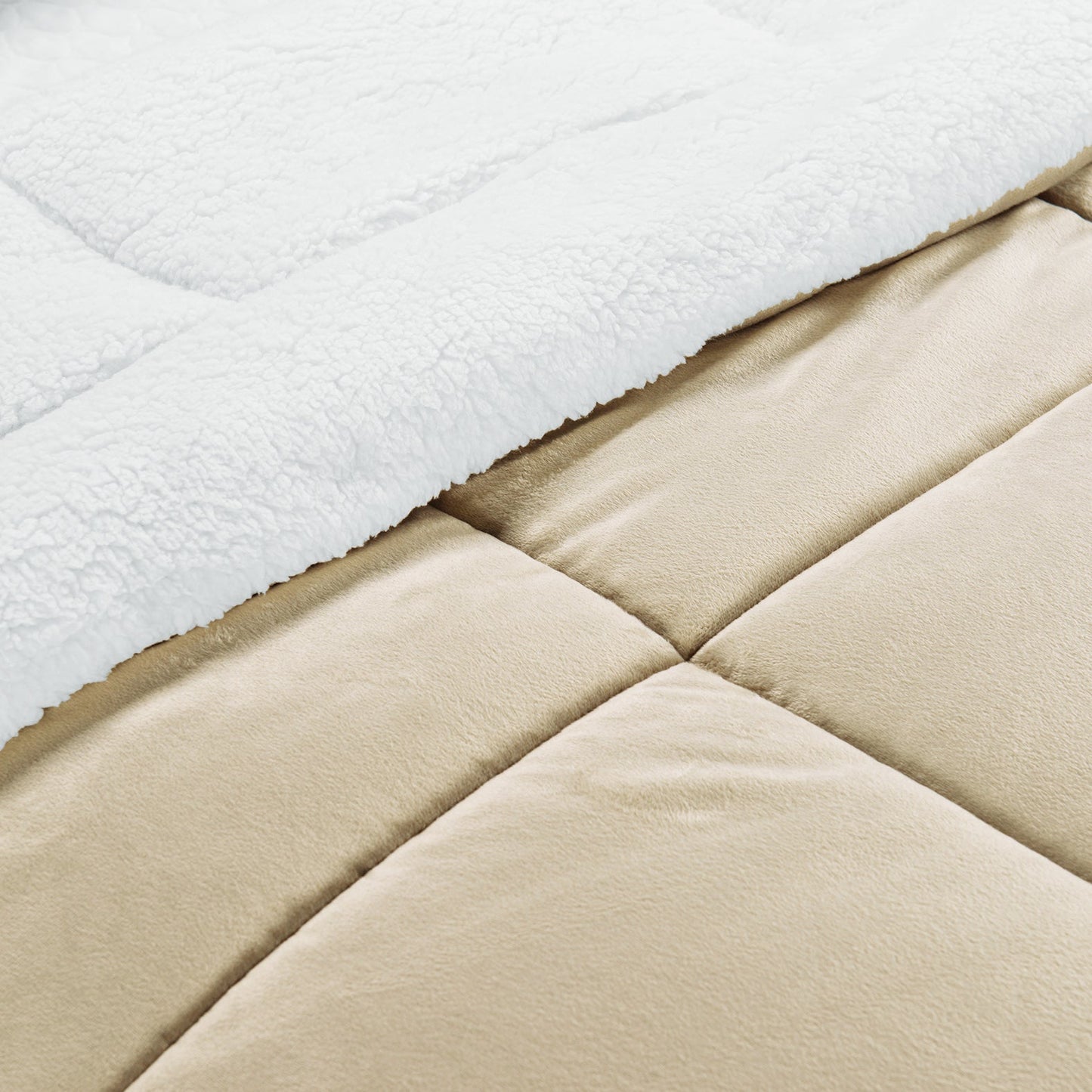 Elegant Comfort 3-Piece Stripe Micro-Suede Reversible Sherpa - Comforter Set
