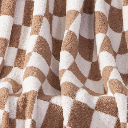 Elegant Comfort 50" x 70"  Ultra Soft Checkered Knitted Throw Blanket