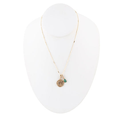 Taurus - Zodiac Green Malachite Golden Charm Necklace