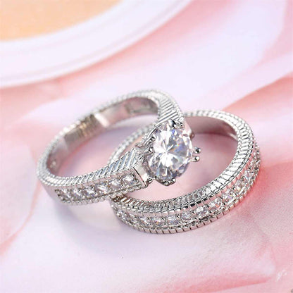 Crystal & Cubic Zirconia Silvertone Round Ring & Pavé Band-3