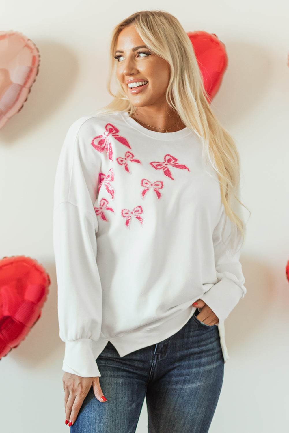 Vada High Low Oversize Sweatshirt - White / L - 12/14