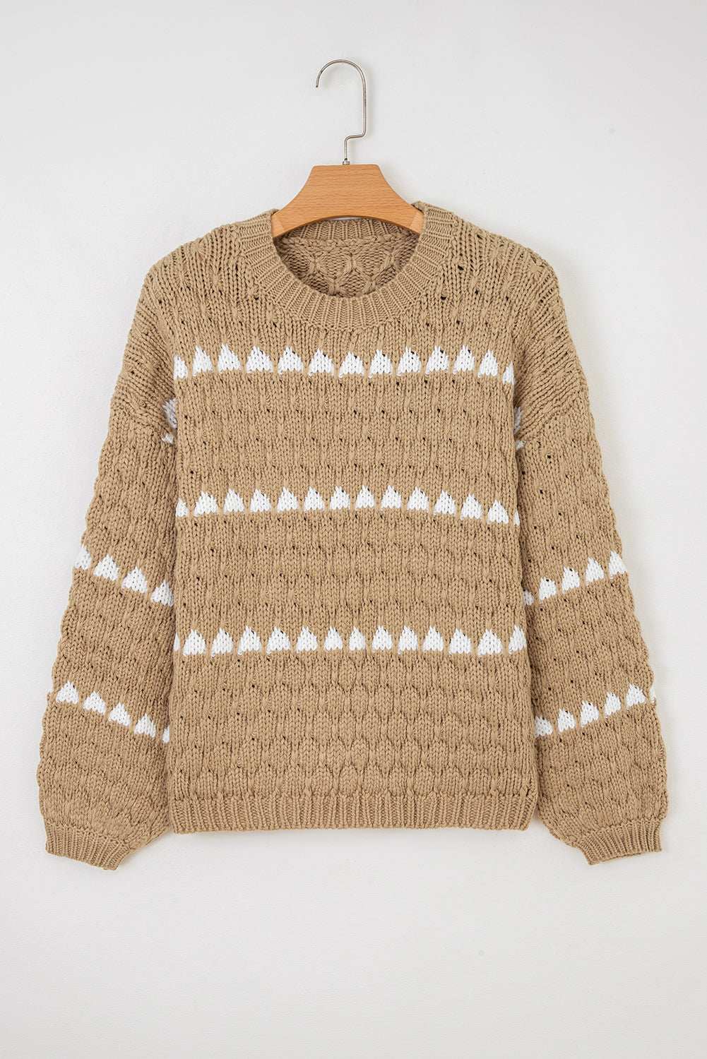 Avery Puff Sleeve Baggy Sweater - Pale Khaki / L - 12/14