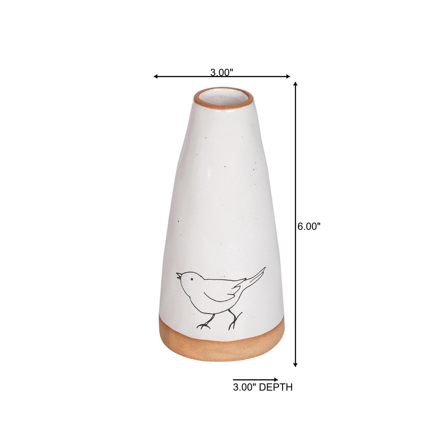 Ceramic Vase with Bird Print for Spring Home Decor Decorative Vases