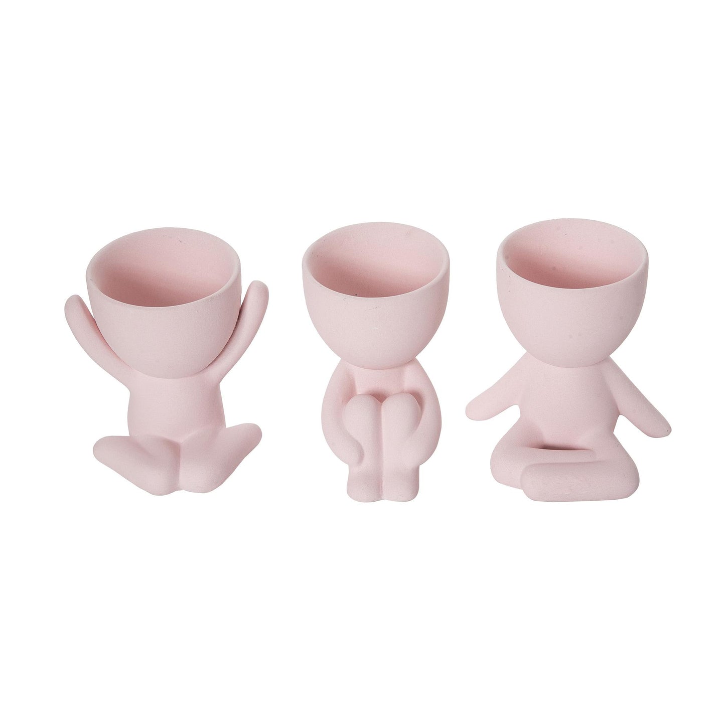 Stoneware Pot Figurine Planter Set of 3 for Spring and Summer Home Decorations