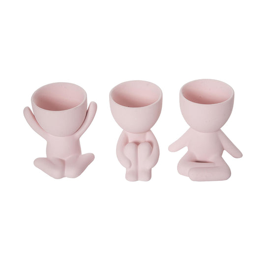Stoneware Pot Figurine Planter Set of 3 for Spring and Summer Home Decorations