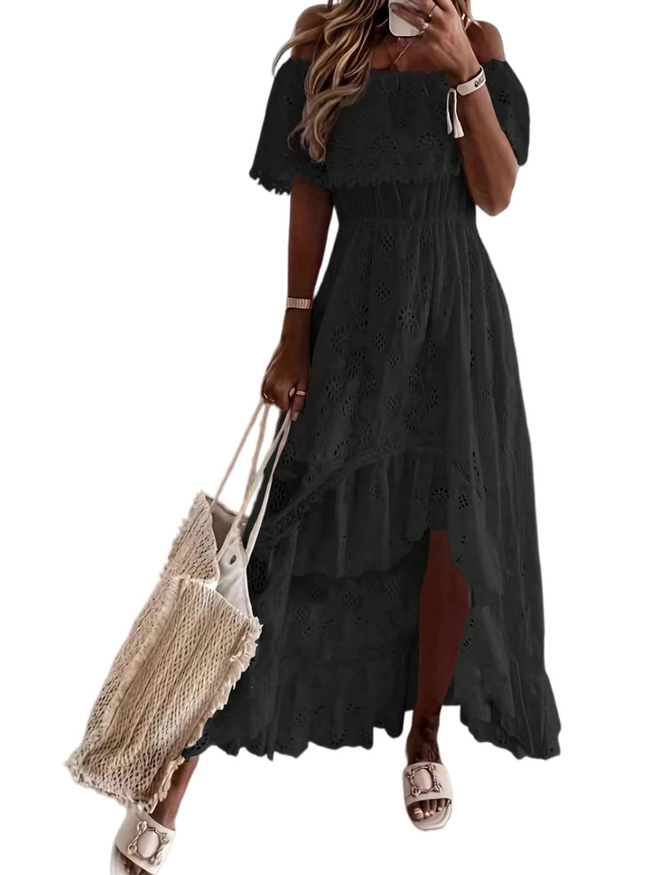 black off the shoulder boho dress Off Shoulder Boho Dress