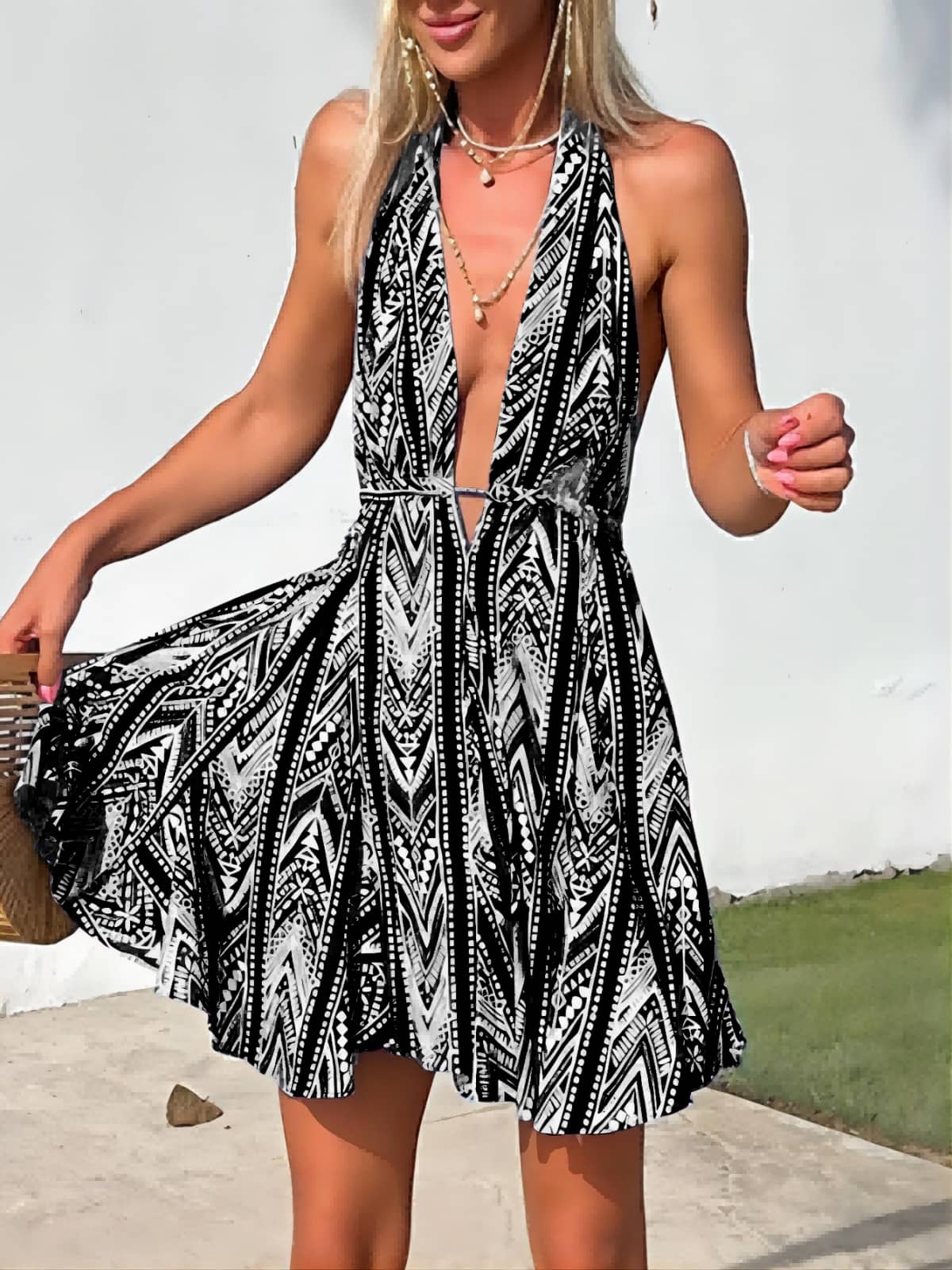 halter flowy mini dress Tove Halter Mini Dress