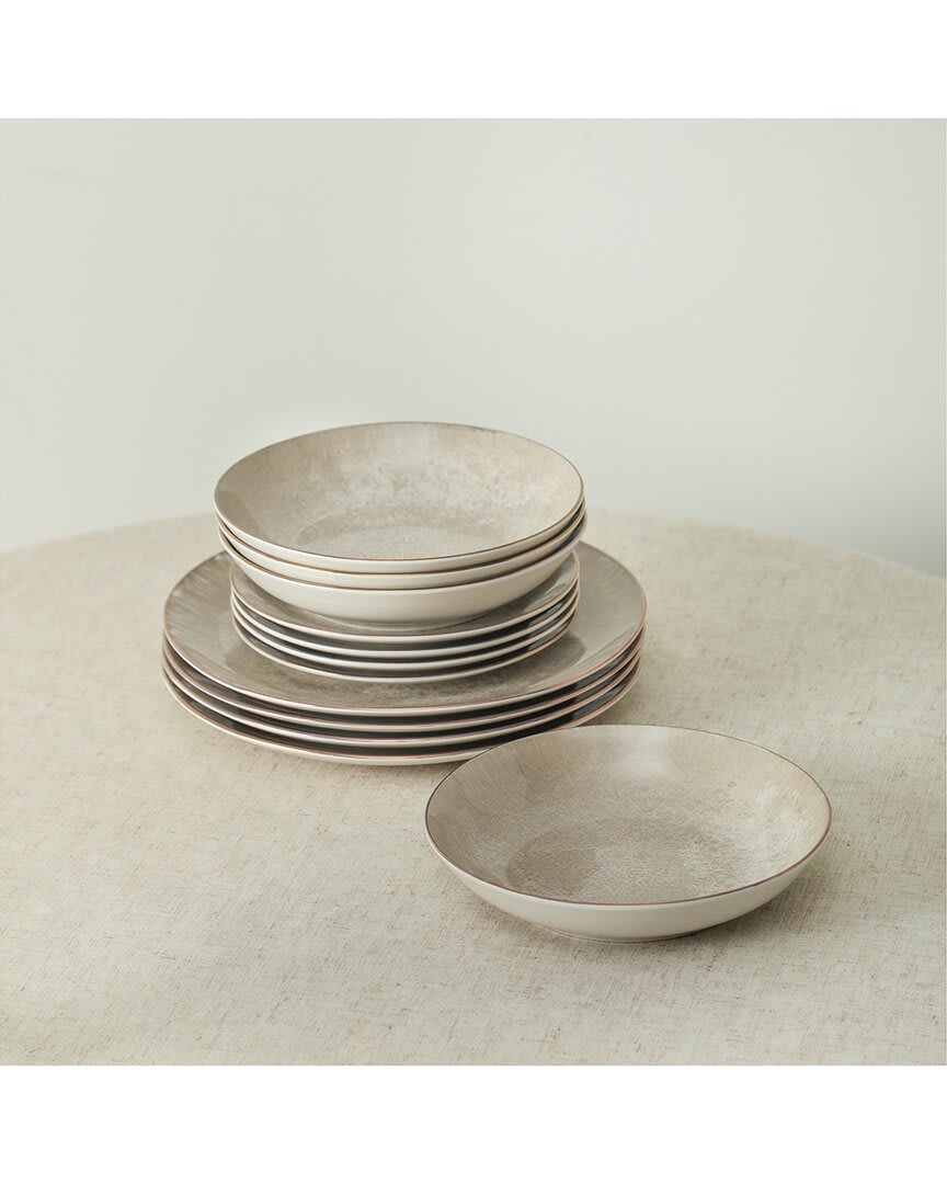 Christian Siriano Onyx 12Pc Porcelain Dinnerware Set