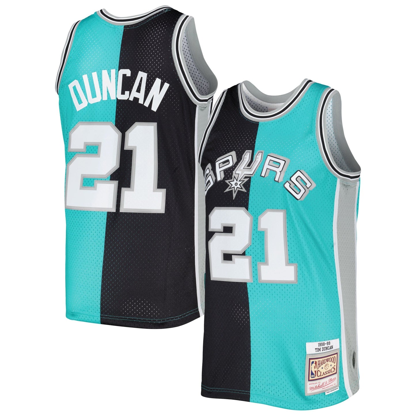 Mitchell & Ness NBA Split Swingman Jersey San Antonio Spurs 1998 Tim Duncan