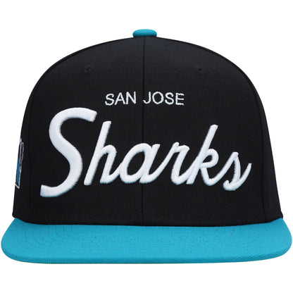 Mitchell & Ness Men's NHL Vintage Script Snapback Sharks Snapback Caps