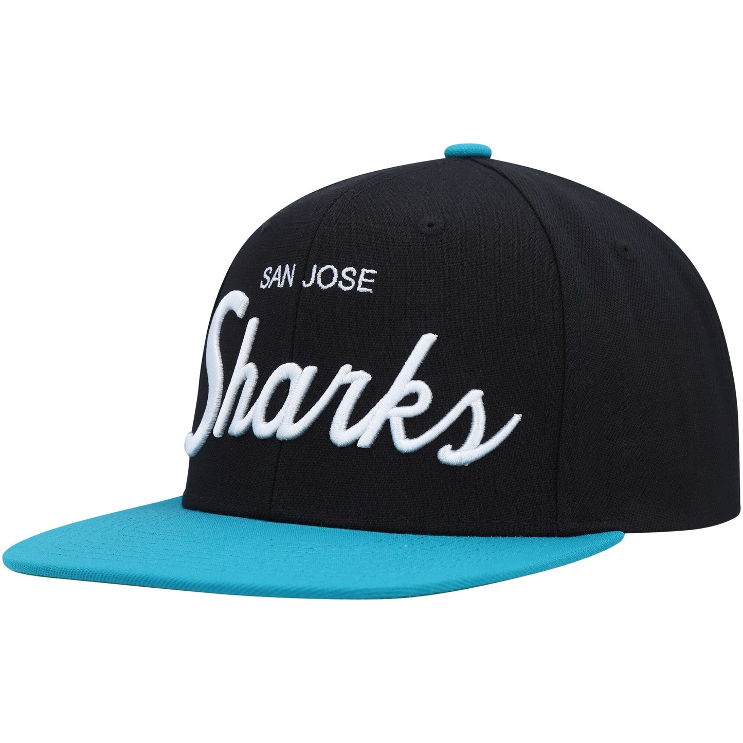 Mitchell & Ness Men's NHL Vintage Script Snapback Sharks Snapback Caps