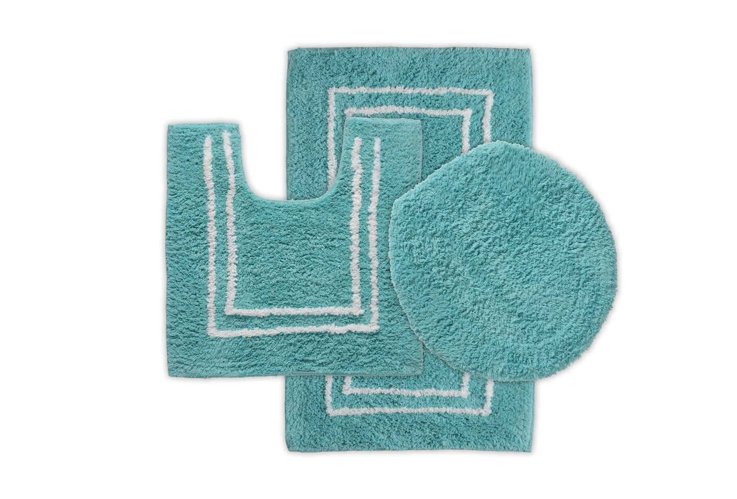 St Mary's Tufted 3 Piece Cotton Bath Rug Set With Lid