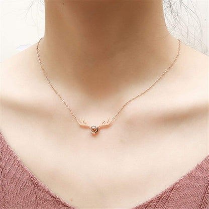 Crystal & Rose Goldtone Antlers Pendant Necklace