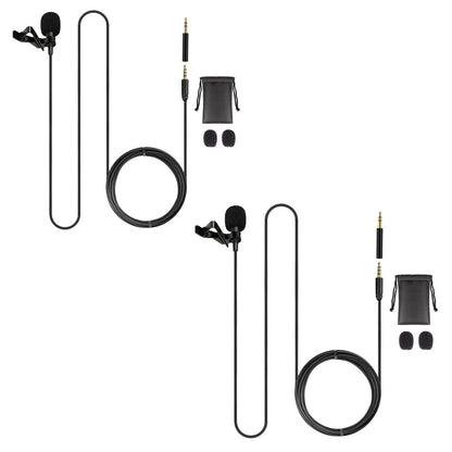 5 Core Professional Omnidirectional Lavalier Microphone 3.5mm Clip-On Lapel Mic for Smartphone DSLR Camera PC Interview Video Camcorders Audio Recorder CM Mob 2M - Black