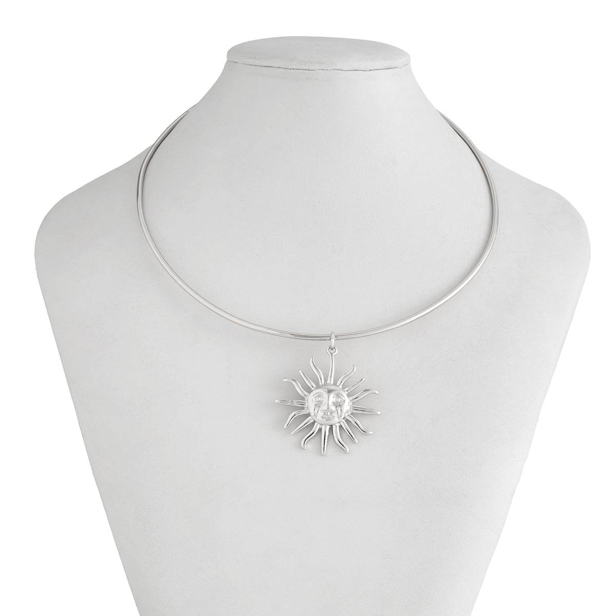 Silvertone Sun Pendant Choker