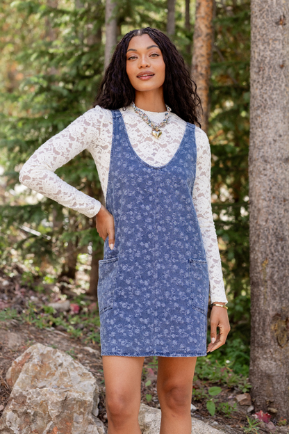 Hazel Floral Denim Mini Dress