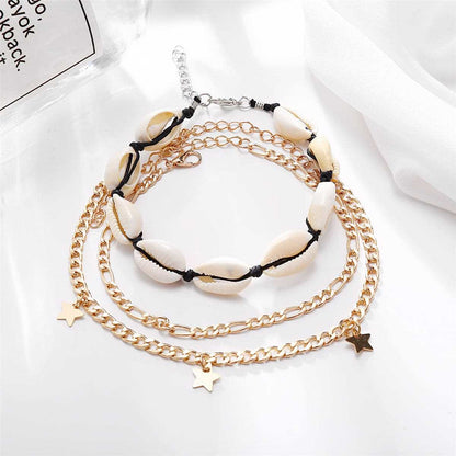 Pukka Shell & Two-Tone Star Station Anklet Set