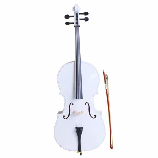 InQ Boutique 4/4 Wood Cello Bag Bow Rosin Bridge White - Purple