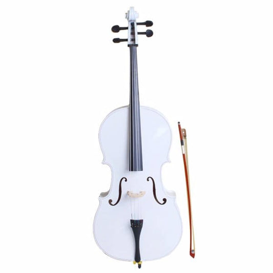 InQ Boutique 4/4 Wood Cello Bag Bow Rosin Bridge White - Purple