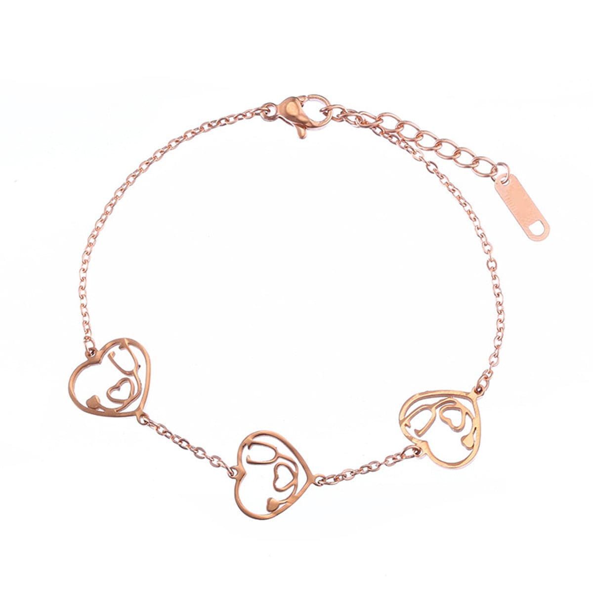 Rose Goldtone Stethoscope Heart Charm Bracelet
