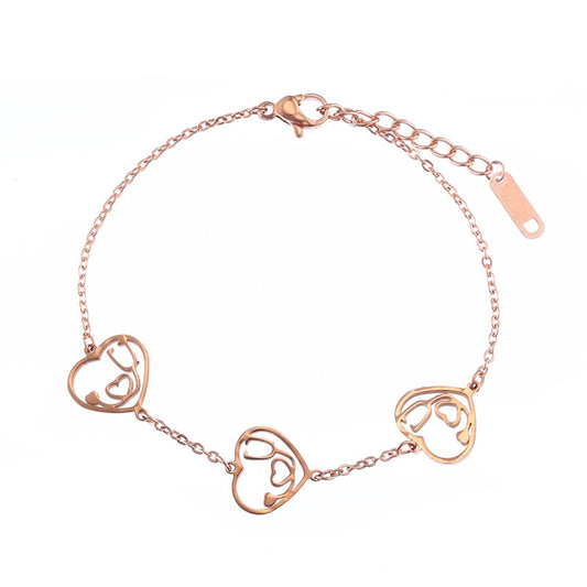 Rose Goldtone Stethoscope Heart Charm Bracelet