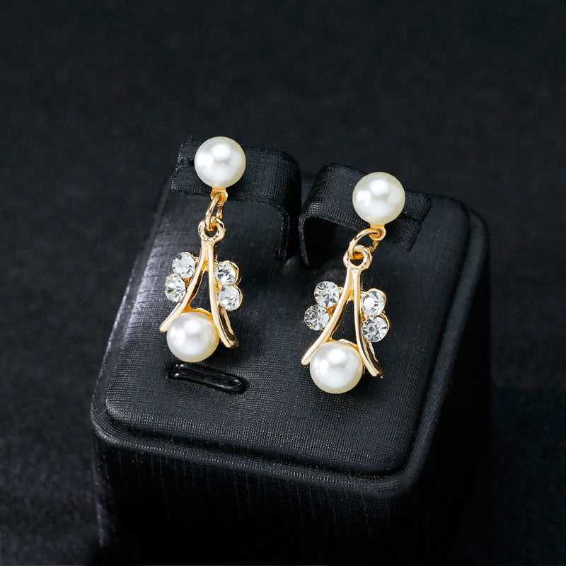 Cubic Zirconia & Pearl Goldtone Botany Necklace & Earrings Set