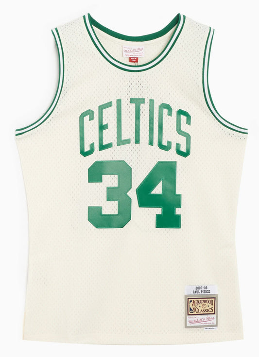 Men's Mitchell & Ness Cream Team Color Swingman Jersey Celtics 2007 Paul Pierce