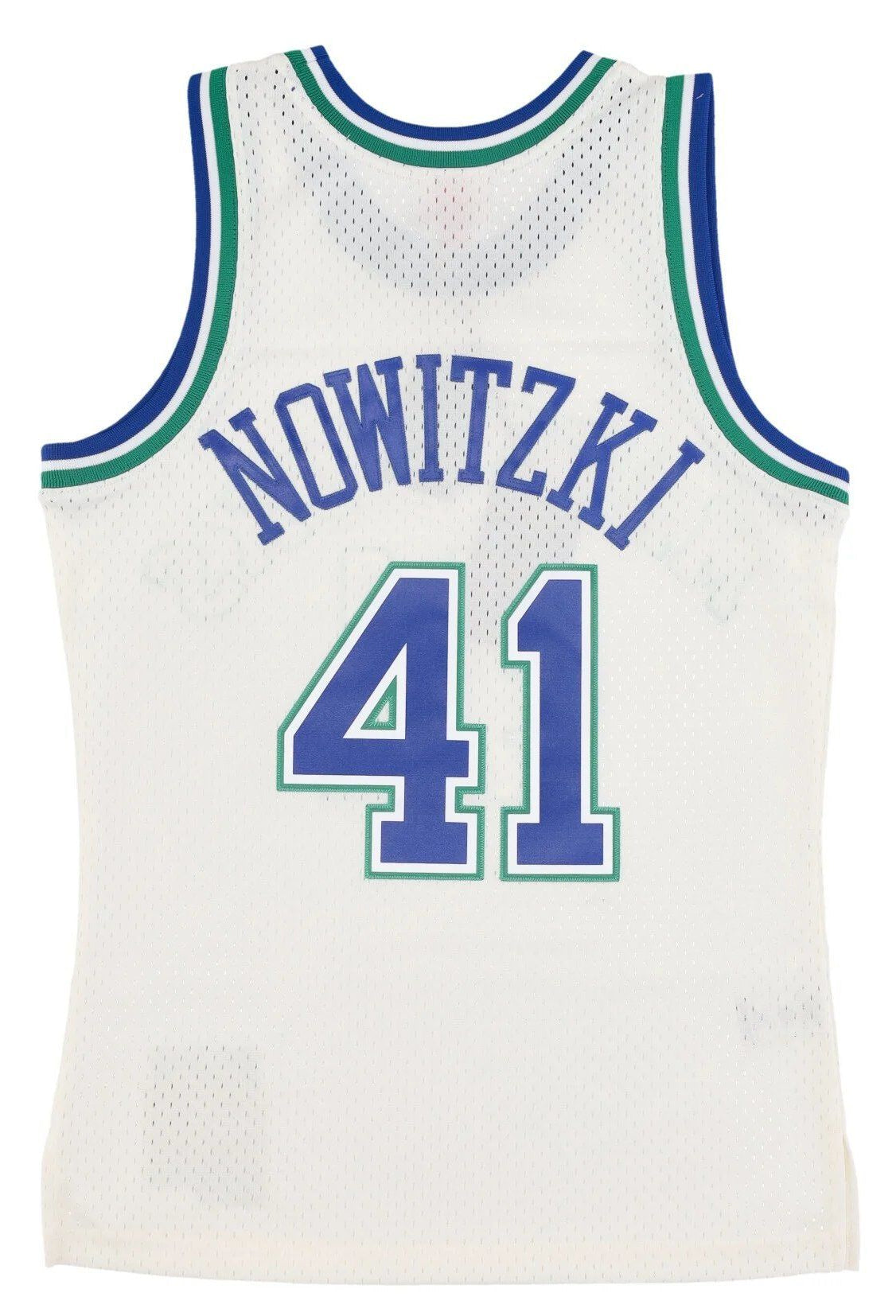 Men's Mitchell & Ness Cream Swingman Jersey Mavericks 1998 Dirk Nowitzki
