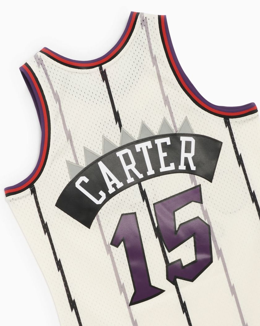 Men's Mitchell & Ness Cream Team Color Swingman Jersey Raptors 1998 Vince Carter