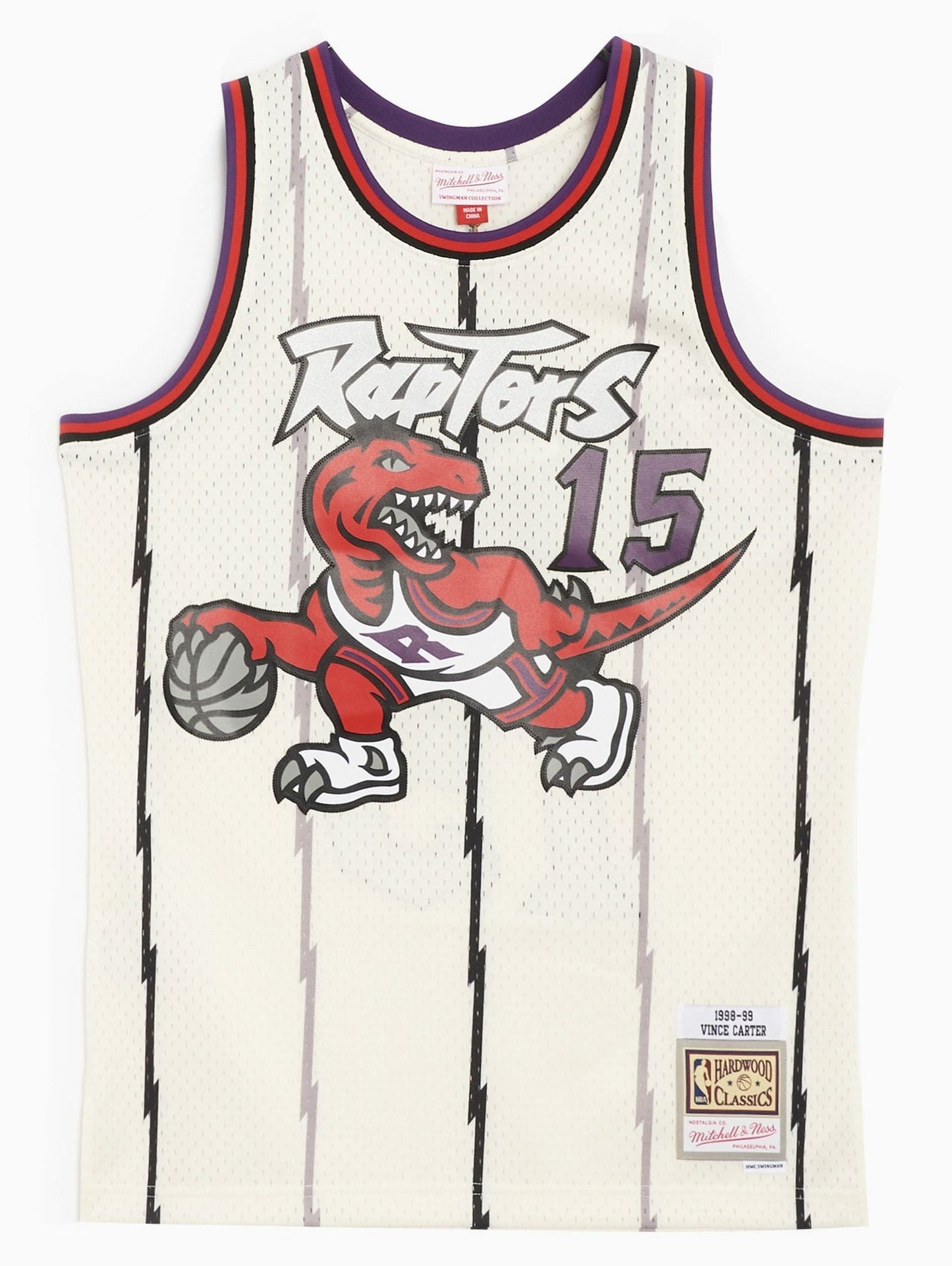 Men's Mitchell & Ness Cream Team Color Swingman Jersey Raptors 1998 Vince Carter