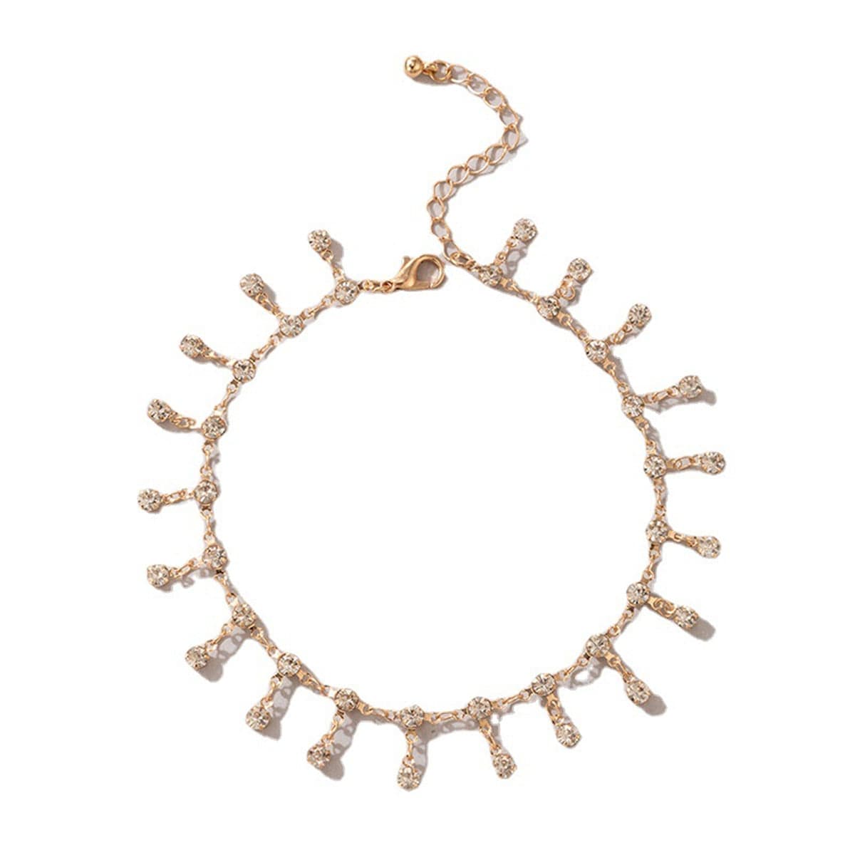 Cubic Zirconia & Goldtone Tassel Anklet