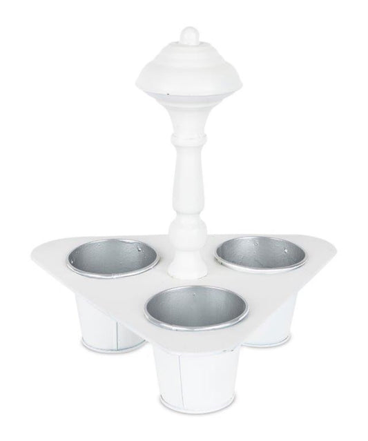 Melrose International Metal Triple Pot Holder with Tin Planters 11"H