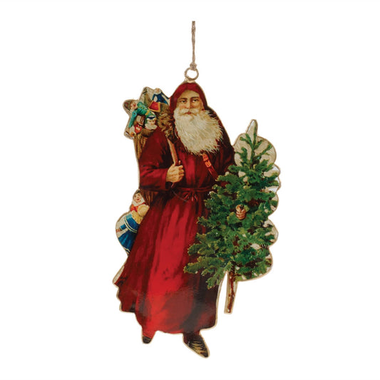 Melrose International Vintage Metal Santa Ornament (Set of 6)