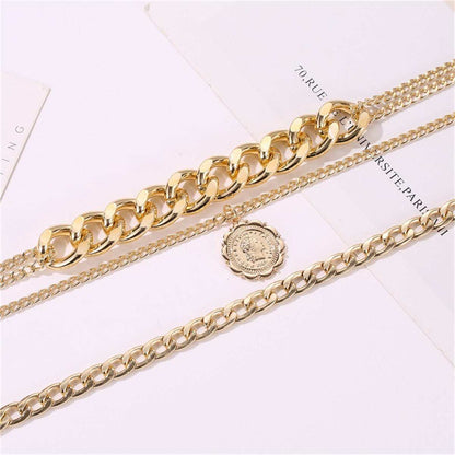 Goldtone Curb Chain Layered Necklace
