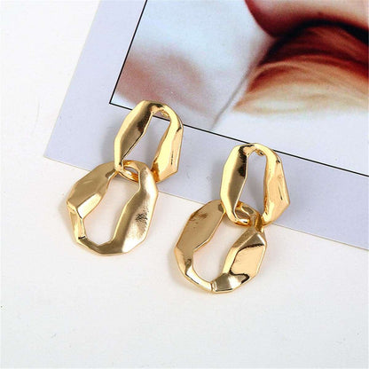 Goldtone Irregular Geometry Drop Earrings