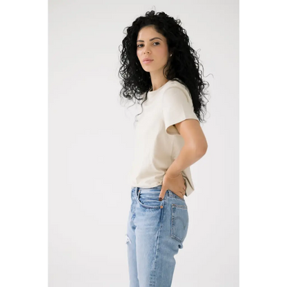 Mom Crop in Bone White