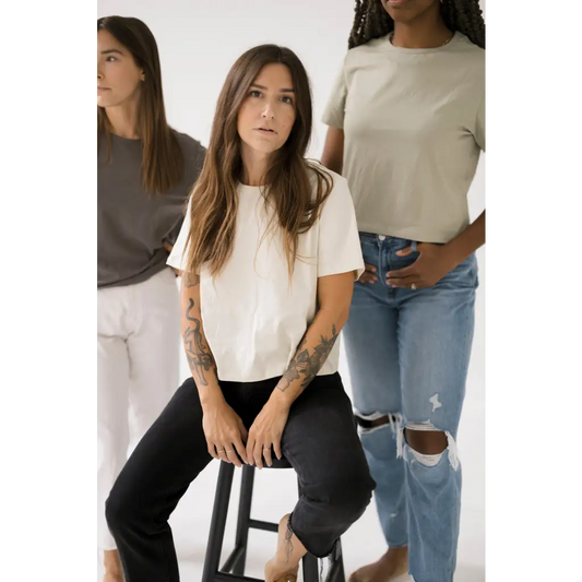 Mom Crop in Bone White