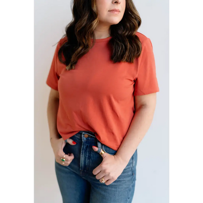 Mom Crop Tee in Tomato