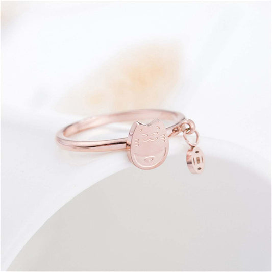 Rose Goldtone Kitty & Coin Ring