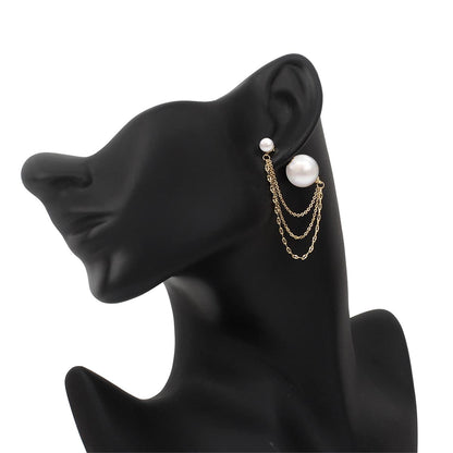 Pearl & Goldtone Chains Ear Jackets