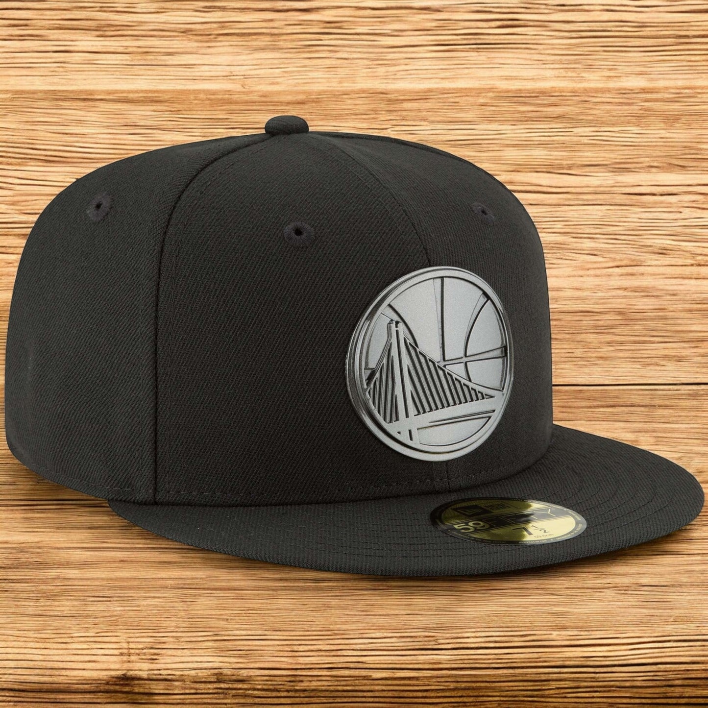 Men's New Era NBA Gs Warriors Logo Sleeked Finish 5950 Fitted - Black