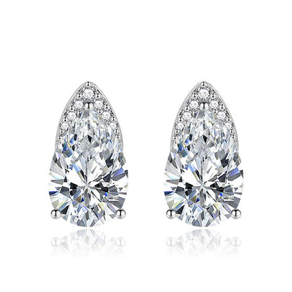 Clear Crystal & Cubic Zirconia Pear-Cut Stud Earrings