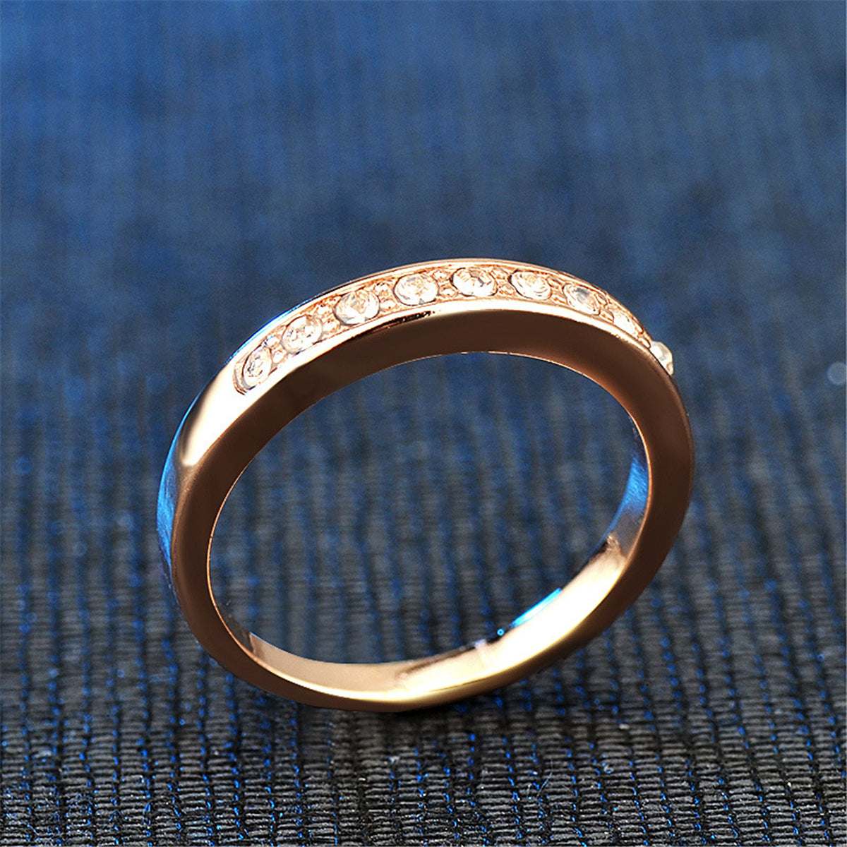 Cubic Zirconia & Rose Goldtone Band Ring-2