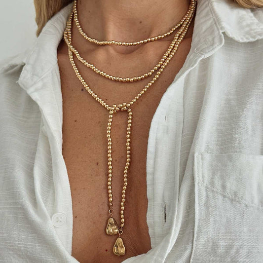 Goldtone Drop Bead Chain Necklace
