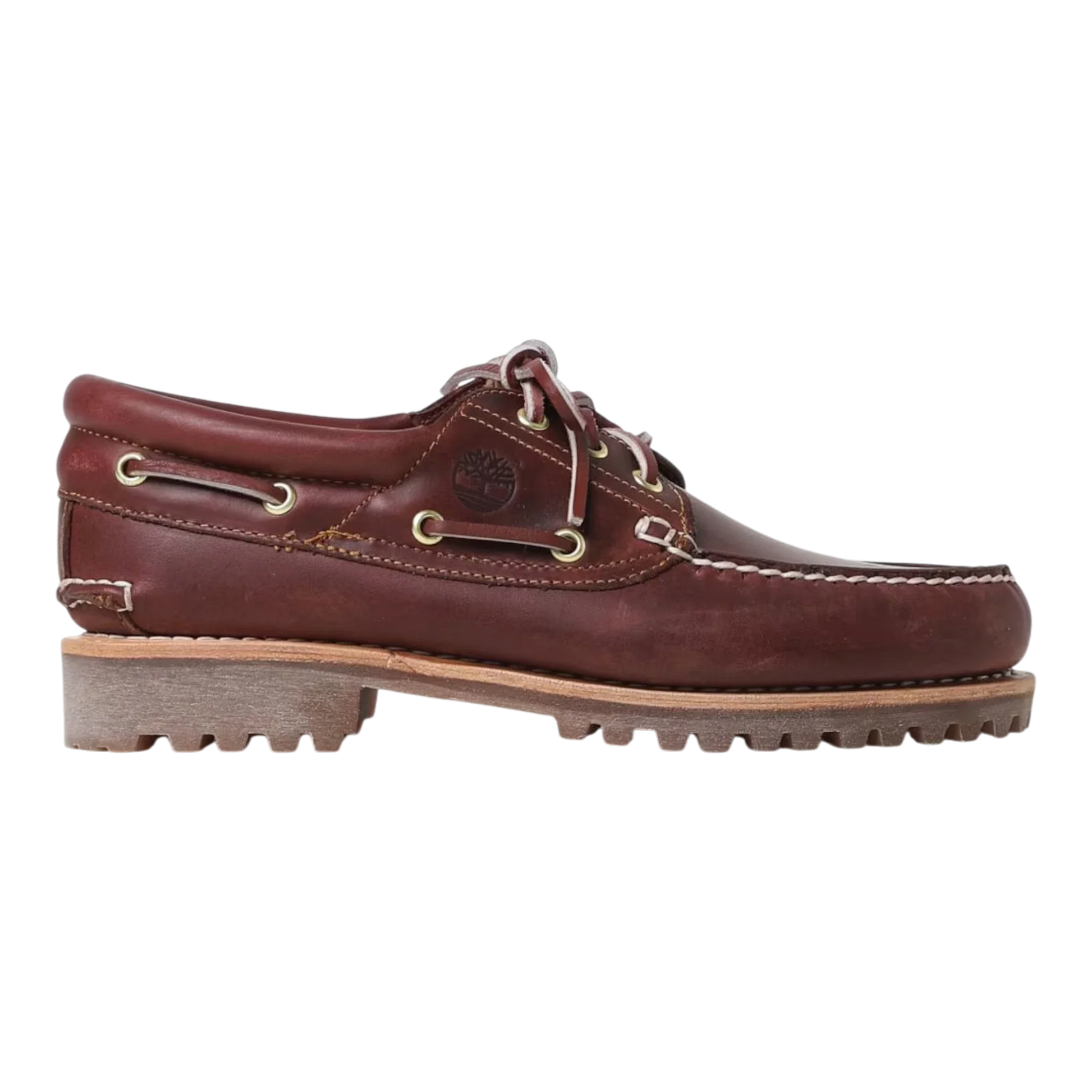 Timberland Authentic 3-eye Lug Handsewn Boat Shoe Mens Burgundy