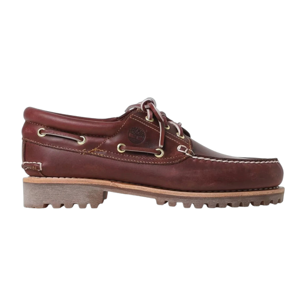 Timberland Authentic 3-eye Lug Handsewn Boat Shoe Mens Burgundy