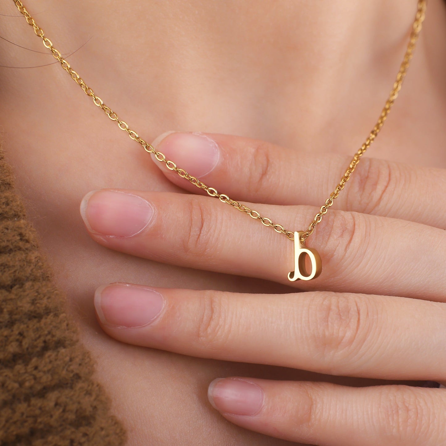 Mint & Lily Tiny Script Initial Necklace